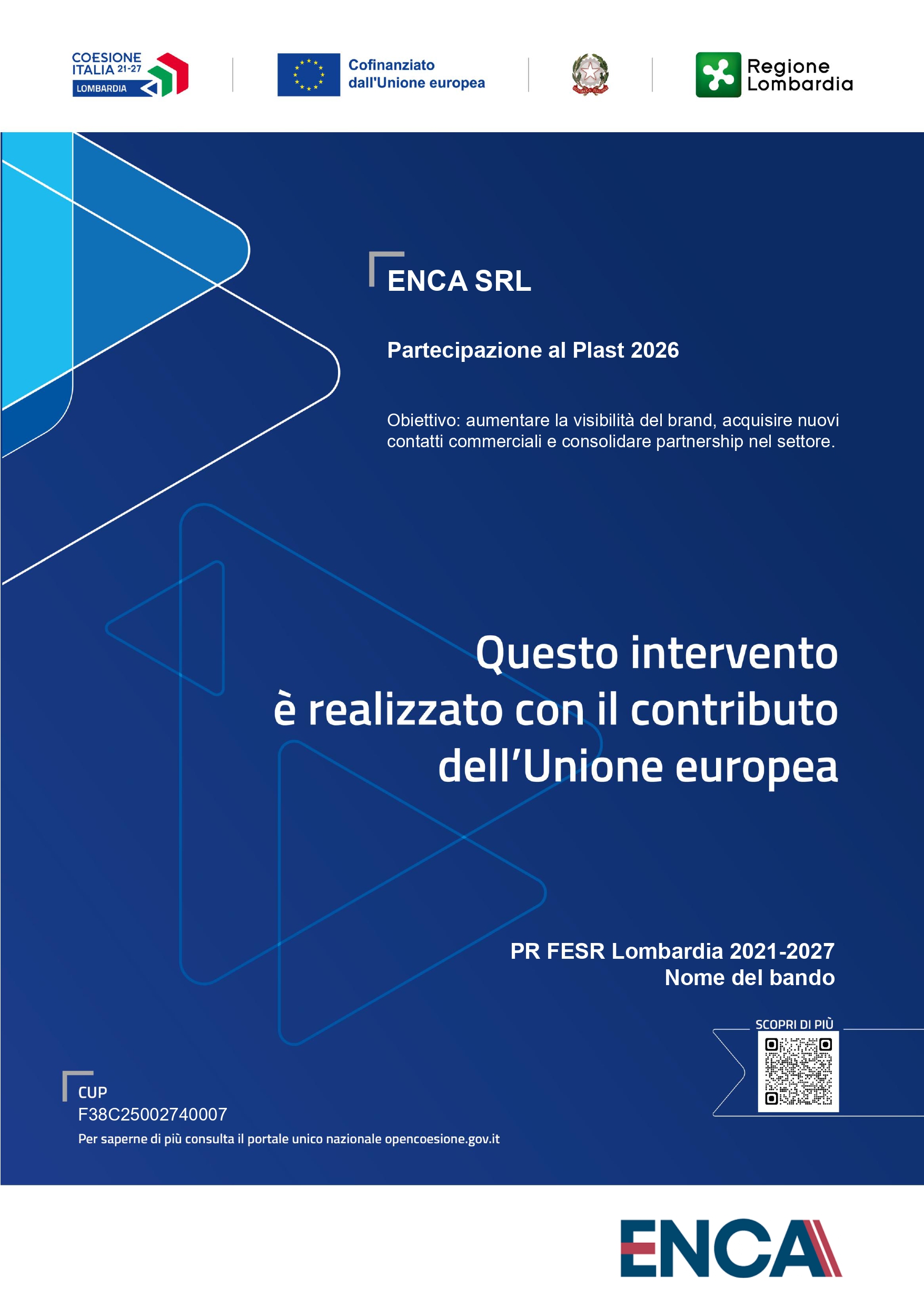 Poster PR FESR Lombardia – Partecipazione al Plast 2026
